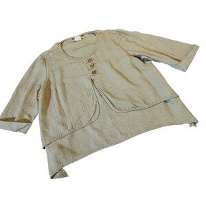 Dana Kay Womens Asymmetrical Beige Top Size 16WP Rayon Blend Vintage